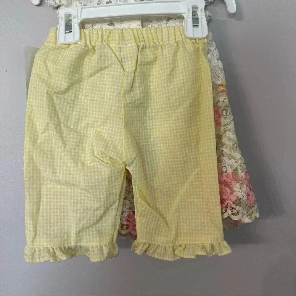 Bonnie Baby Toddler Girl Flutter Sleeve Floral Lace Dress with Shorts Sz 12m NWT